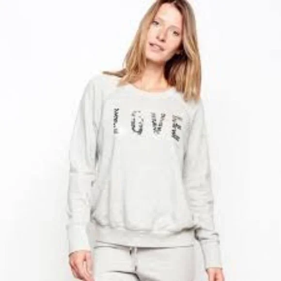 Sundry Love Sequined Raglan Pullover Sweatshirt